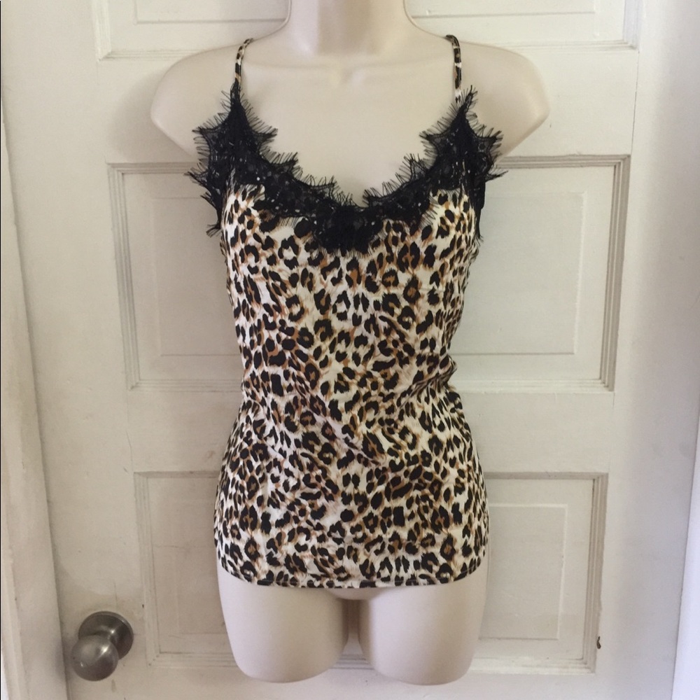 Leopard print silk cami